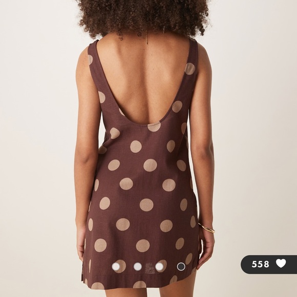 ASOS DESIGN scoop neck cotton linen mini dress in spot print NWT Size 4 A038 - Picture 2 of 2